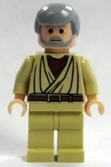 Obi-Wan Kenobi, vieux, robe beige, cheveux, yeux noirs (Obi-Wan Kenobi, Old, Tan Robes, Hair, Black Eyes)