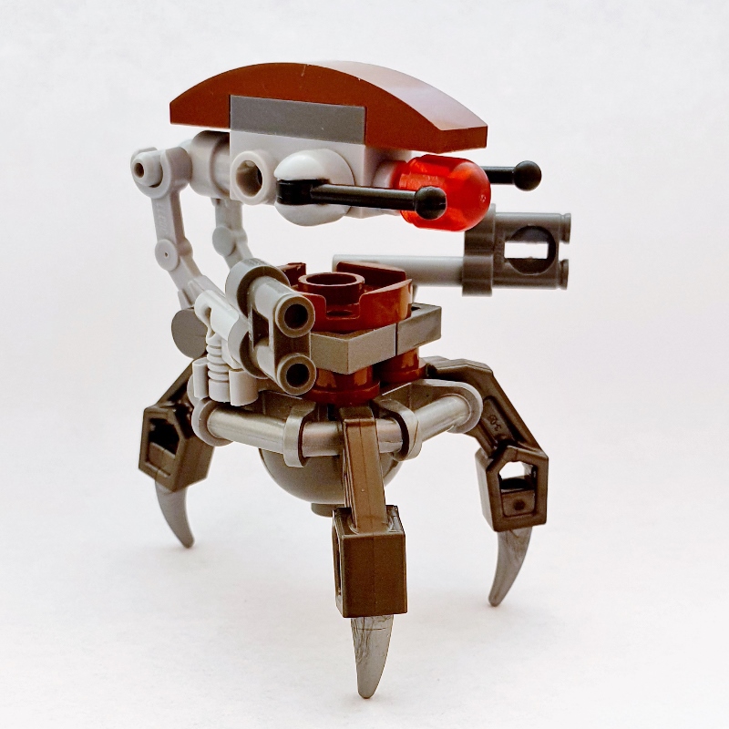 Droïdeka / destroyer droïde, coquillage brun rougeâtre, jambes gris foncé nacré, pas d'armure arrière (Droideka / Destroyer Droid, Reddish Brown Shell, Pearl Dark Gray Legs, No Back Armor)