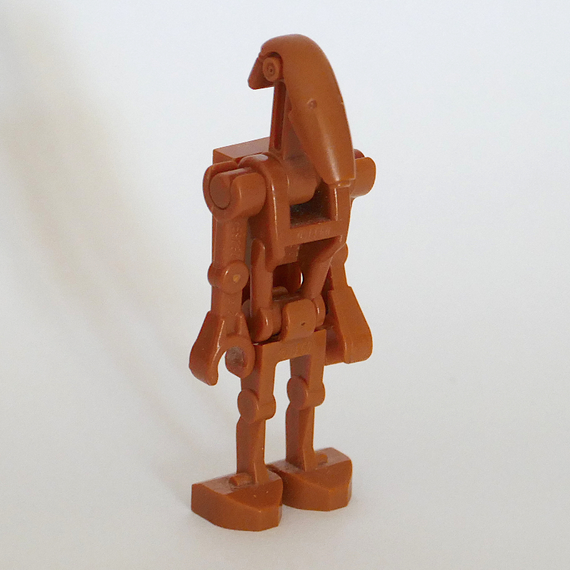 Droïde de combat, orange foncé, un bras droit, un bras plié, 1 x 2 plaque à l'arrière (Battle Droid, Dark Orange, One Straight Arm, One Bent Arm, 1 x 2 Plate on Back)