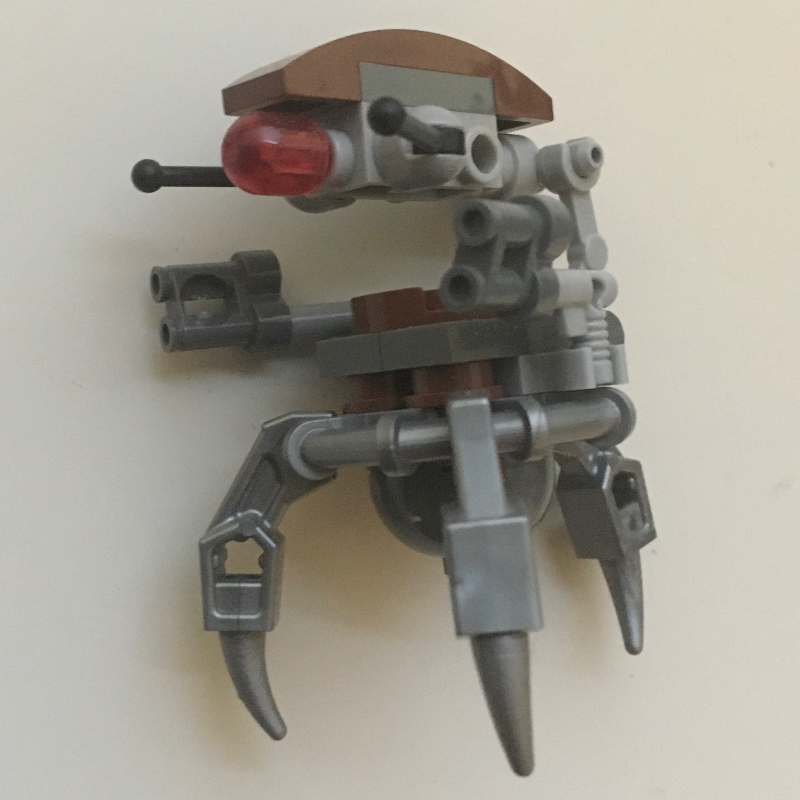 Droïdeka / destroyer droïde, coquillage brun rougeâtre, jambes argent mat (Droideka / Destroyer Droid, Reddish Brown Shell, Flat Silver Legs)