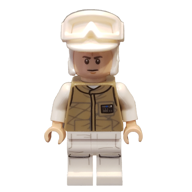 Soldat rebelle dans l'uniforme de Hoth, chapeau blanc, veste beige foncé (Rebel Trooper in Hoth Uniform, White Hat, Dark Tan Jacket)