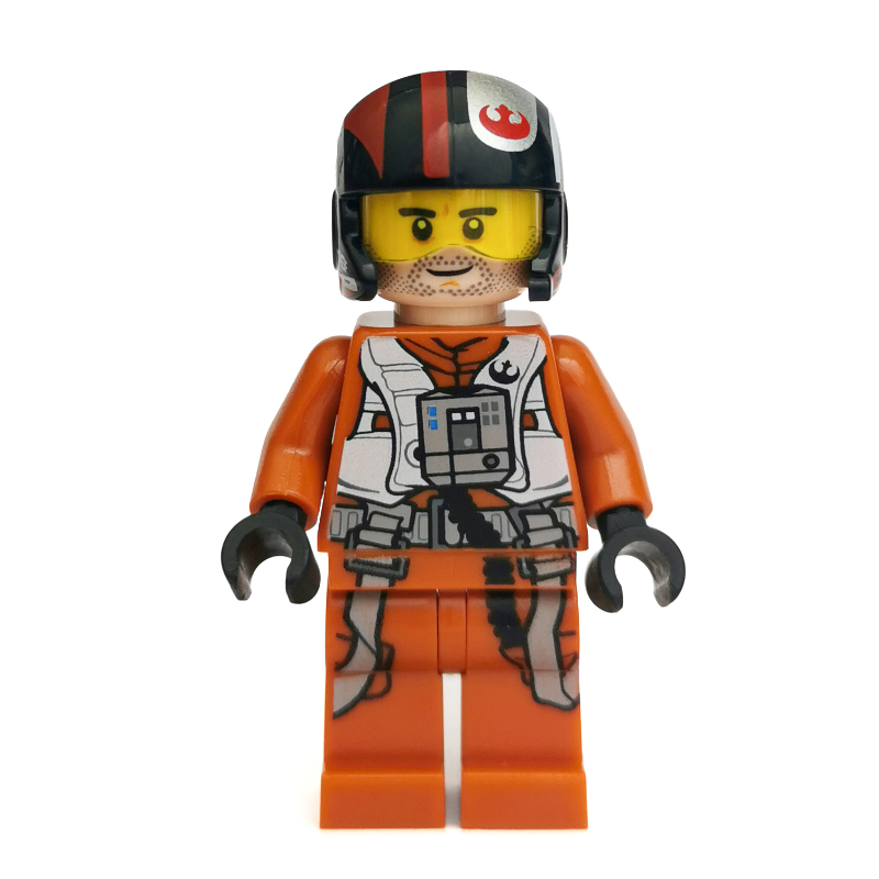 Poe Dameron, tenue de pilote orange foncé, casque avec visière (Poe Dameron, Dark Orange Pilot Outfit, Helmet with Visor)