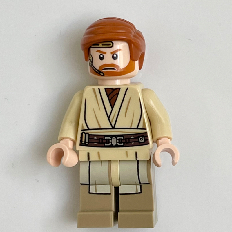 Obi-Wan Kenobi, jambes imprimées beige foncé, micro-casque (Obi-Wan Kenobi, Dark Tan Printed Legs, Headset)