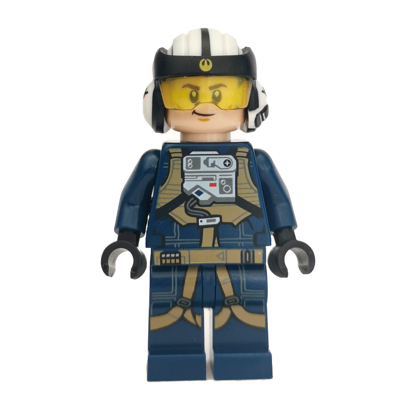 Pilote rebelle u-aile, costume de vol bleu foncé, casque avec visière moulée (Rebel Pilot U-wing, Dark Blue Flight Suit, Helmet with Molded Visor)