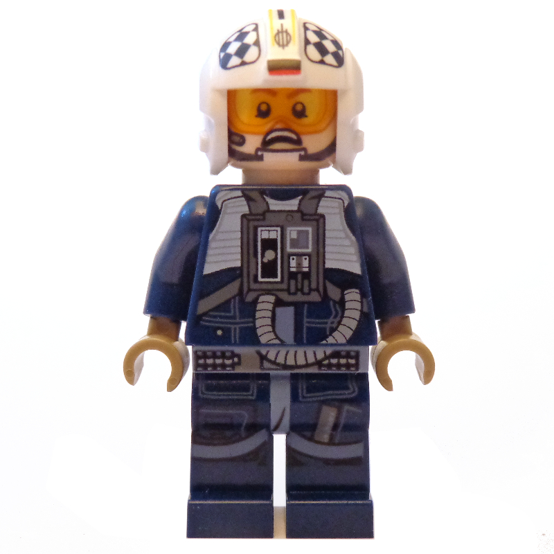 Pilote rebelle U-wing / Y-wing, costume de vol bleu foncé, contrôles en noir et blanc sur le casque (Rebel Pilot U-wing / Y-wing, Dark Blue Flight Suit, Black and White Checks on Helmet)