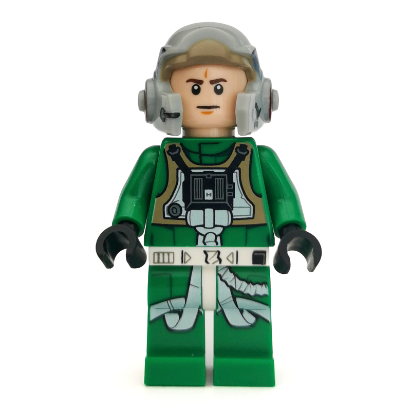 Pilote rebelle A-wing, uniforme vert, pupilles blanches (Rebel Pilot A-wing, Green Uniform, White Pupils)