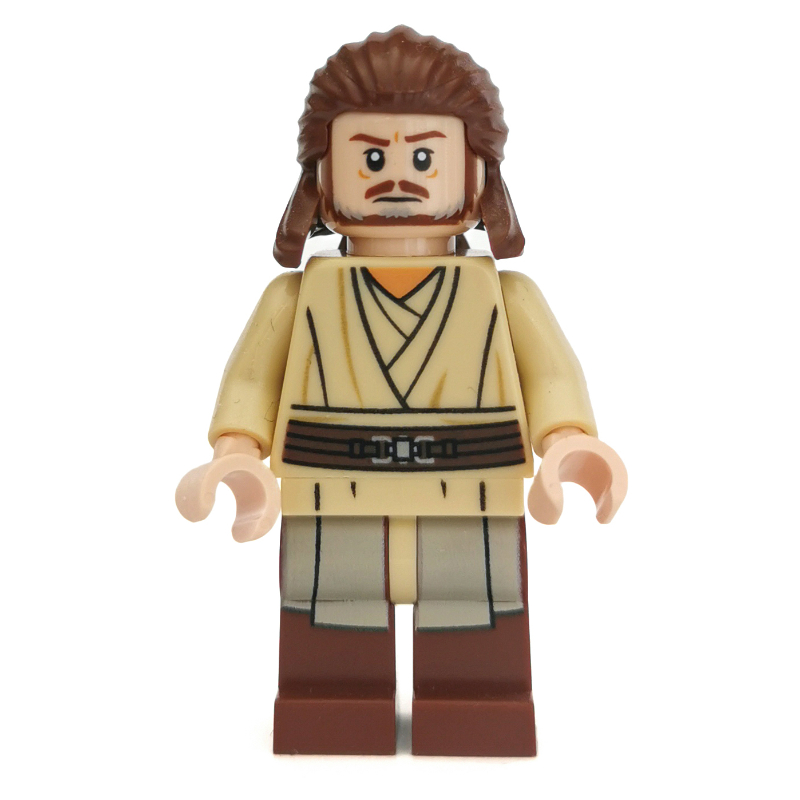 Qui-gon jinn, jambes marron rougeâtre imprimées, sans cape (Qui-Gon Jinn, Printed Reddish Brown Legs, No Cape)