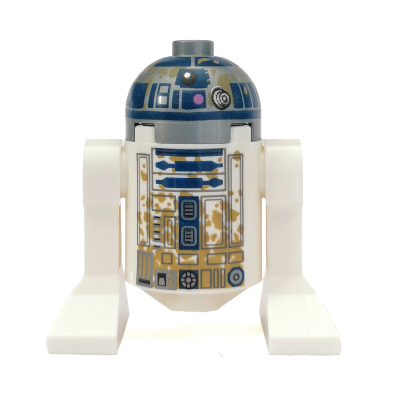 Astromécano droïde, R2-D2, dôme plat argenté, taches de boue (Astromech Droid, R2-D2, Flat Silver Dome, Mud Stains)