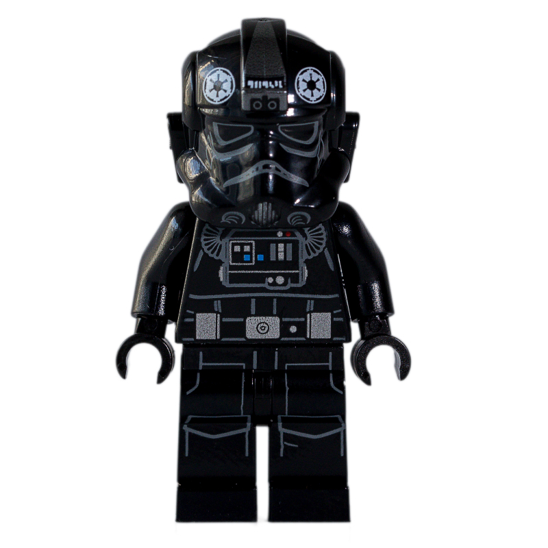 Pilote cravate, jambes imprimées, 3 boucles d'argent sur ceinture (TIE Pilot, Printed Legs, 3 Silver Buckles on Belt)