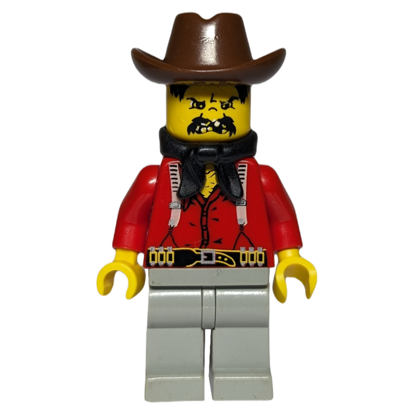 Bandit — western, chemise rouge, mouchoir noir, chapeau brun (Bandit - Western, Red Shirt, Black Handkerchief, Brown Hat)