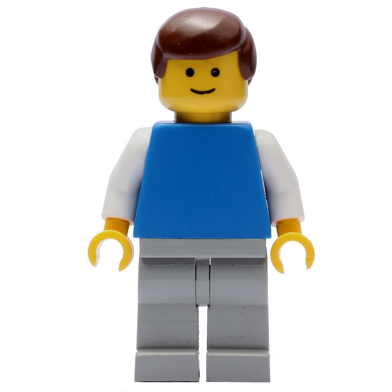 Homme - chemise bleue, bras blanc, jambes gris clair (Man - Blue Shirt, White Arm, Light Gray Legs)