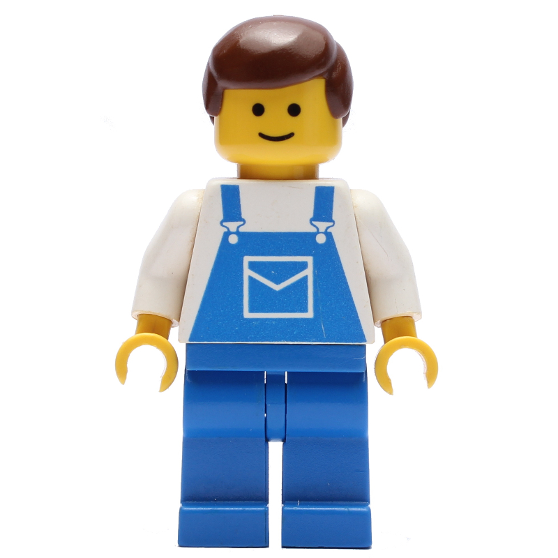 Torse blanc, salopette bleue, cheveux bruns (3626b tête) (White Torso, Blue Overalls, Brown Hair (3626b Head))
