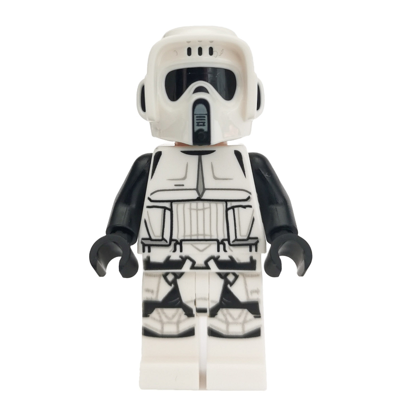 Soldat scout, double casque blanc et noir moulé, bouche ouverte (Scout Trooper, Dual Molded White and Black Helmet, Open Mouth)