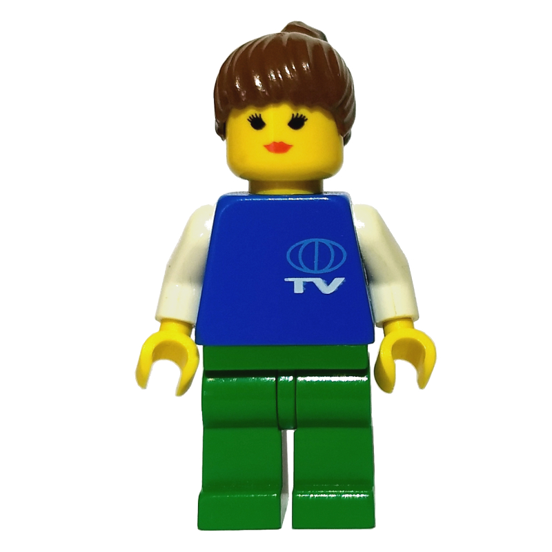 Travailleur de la télévision - torse bleu, jambes vertes, femme (TV Worker - Blue Torso, Green Legs, Female)