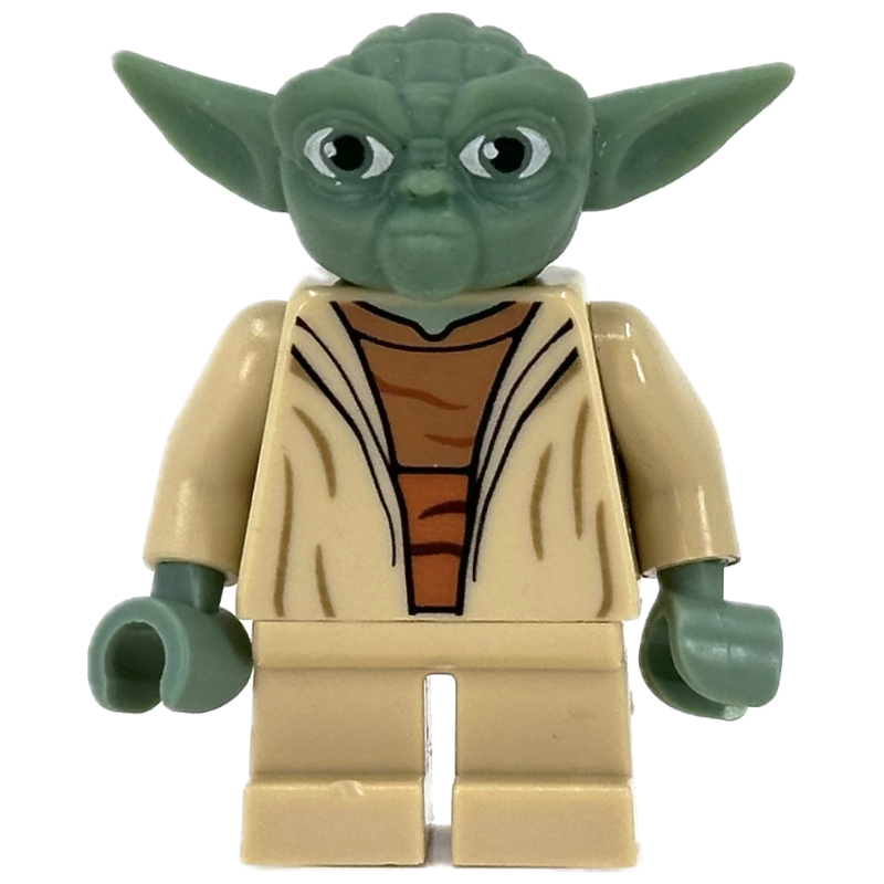 Yoda, tête vert sable avec cheveux gris, ceinture orange foncé (guerres des clones) (Yoda, Sand Green Head with Gray Hair, Dark Orange Sash (Clone Wars))
