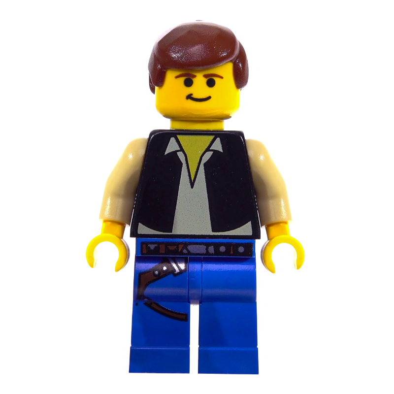 Han Solo, gilet noir, peau jaune, jambes bleues (tête 3626c) (Han Solo, Black Vest, Yellow Skin, Blue Legs (3626c Head))