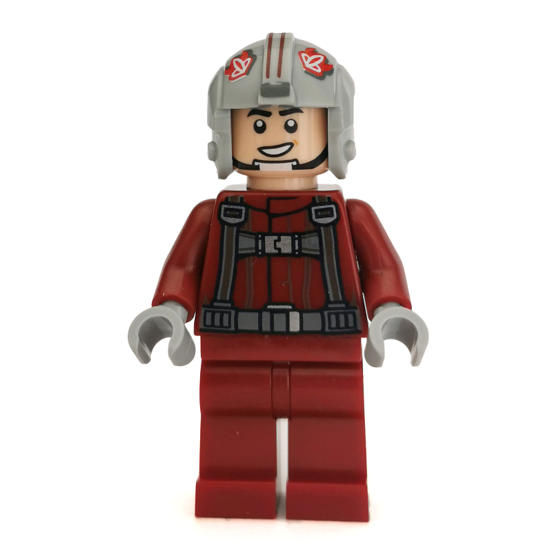 T-16 skyhopper pilote, tenue rouge foncé, boucles sur les bretelles (T-16 Skyhopper Pilot, Dark Red Outfit, Buckles on Shoulder Straps)