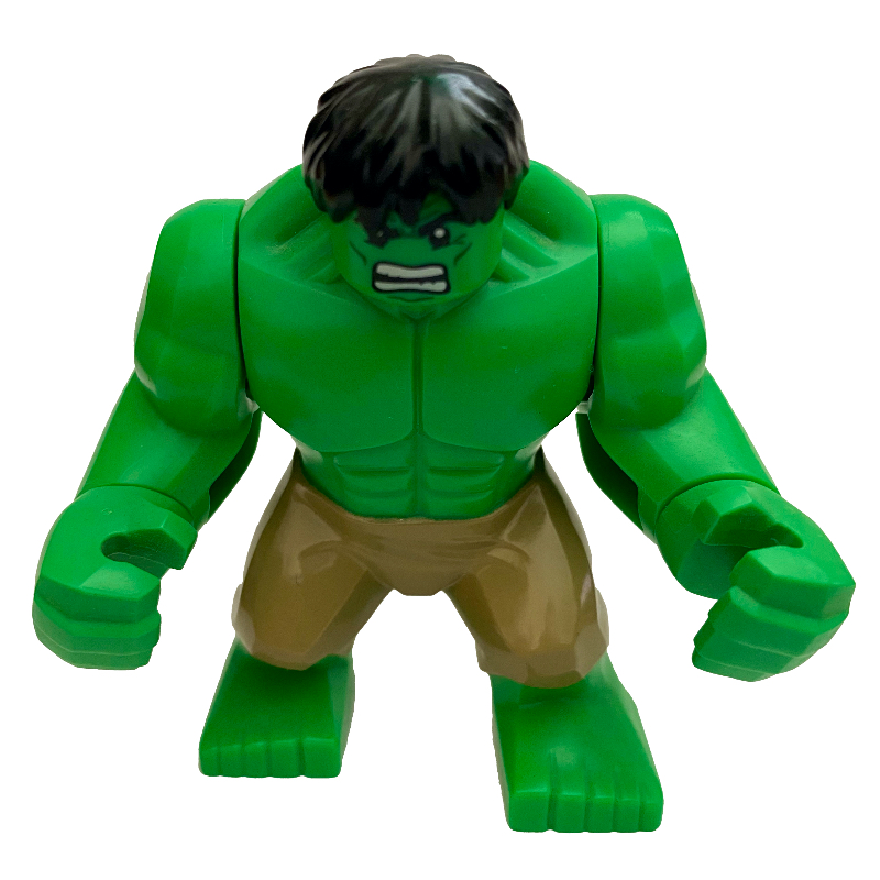 Hulk (grosse figue), cheveux noirs, pantalon beige foncé (Hulk (Big Fig), Black Hair, Dark Tan Pants)