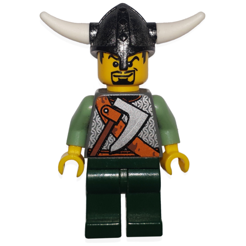 Viking warrior - armure, hache de combat sur torse, bras vert sable, jambes vert foncé (Viking Warrior - Armour, Battle Axe on Torso, Sand Green Arms, Dark Green Legs)