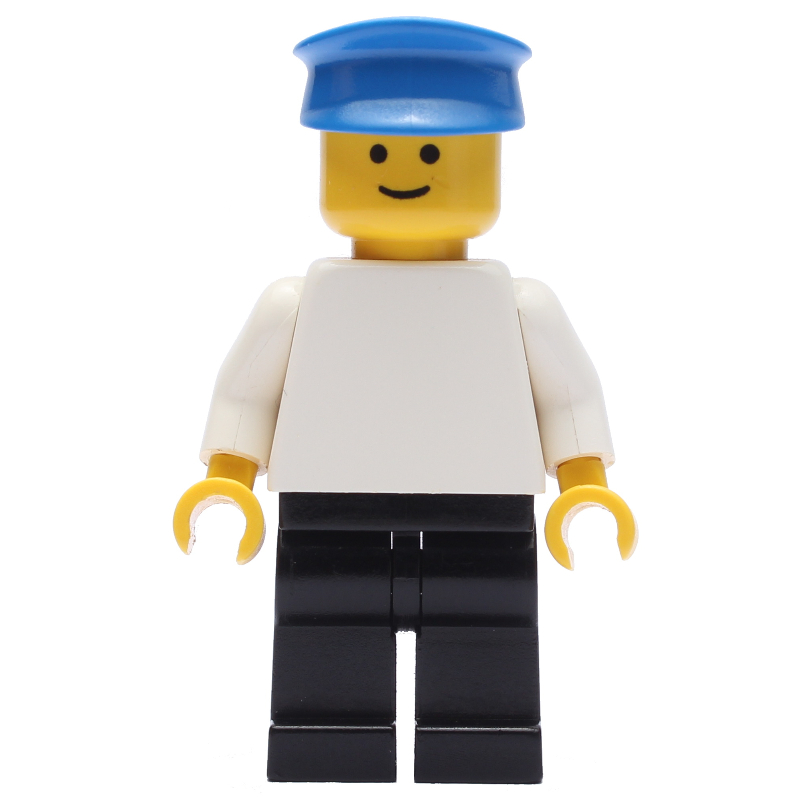 Homme - torse blanc, jambes noires, casquette bleue (Man - White Torso, Black Legs, Blue Cap)