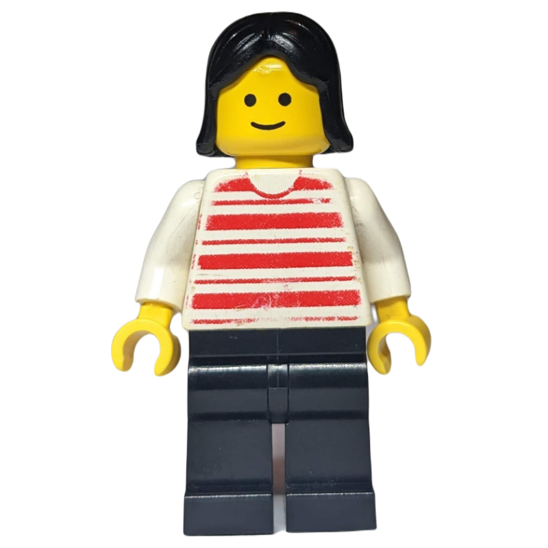 Femme - chemise rayée rouge/blanche, bras blancs, jambes noires (Woman - Red/White Striped Shirt, White Arms, Black Legs)