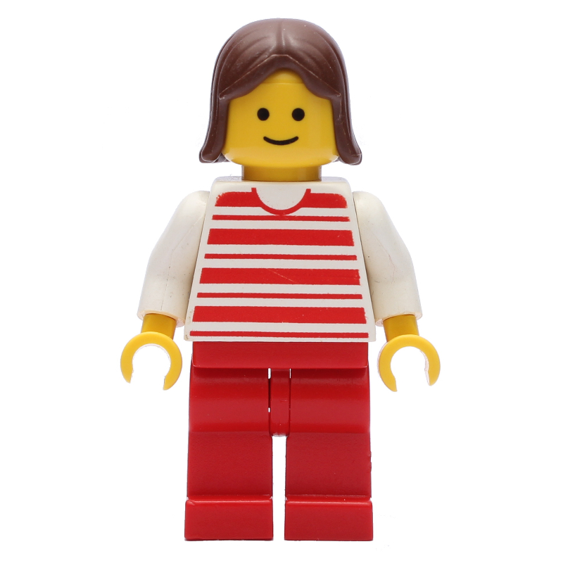 Femme - chemise rayée rouge/blanche, bras blancs, jambes rouges (3626b tête) (Woman - Red/White Striped Shirt, White Arms, Red Legs (3626b Head))