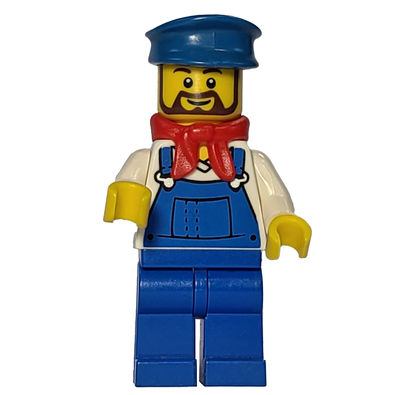 Machiniste de train - torse blanc, salopette bleue, chapeau bleu (Train Machinist - White Torso, Blue Overall, Blue Hat)