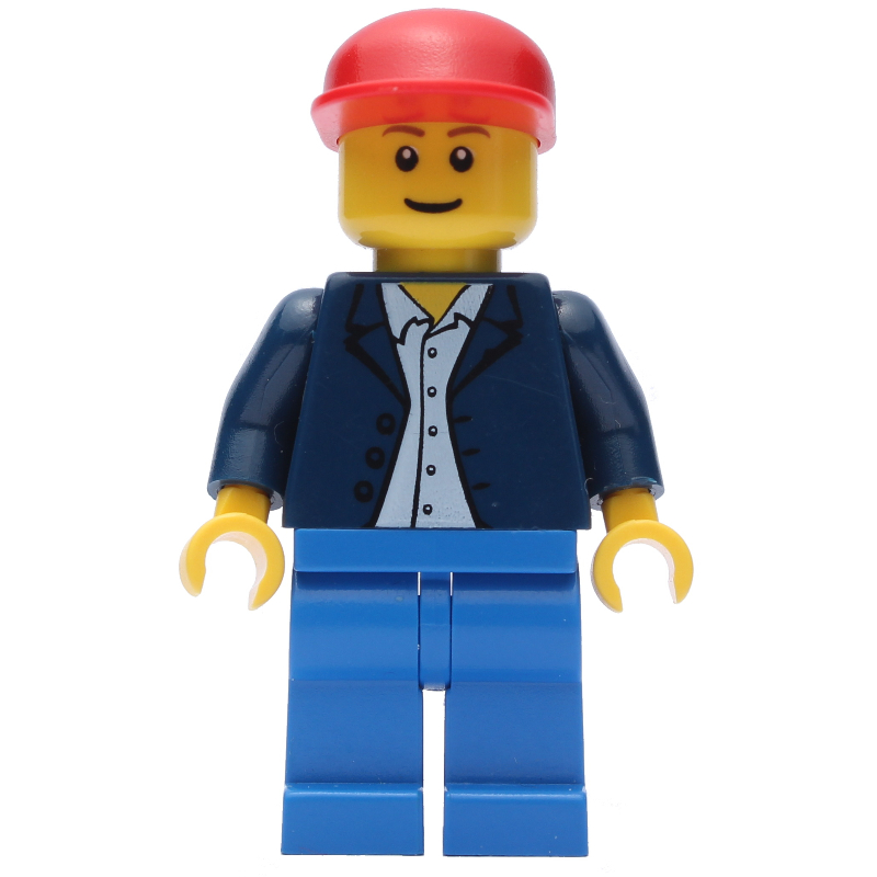 Veste bleu foncé, jambes bleues, casquette rouge (Dark Blue Jacket, Blue Legs, Red Cap)