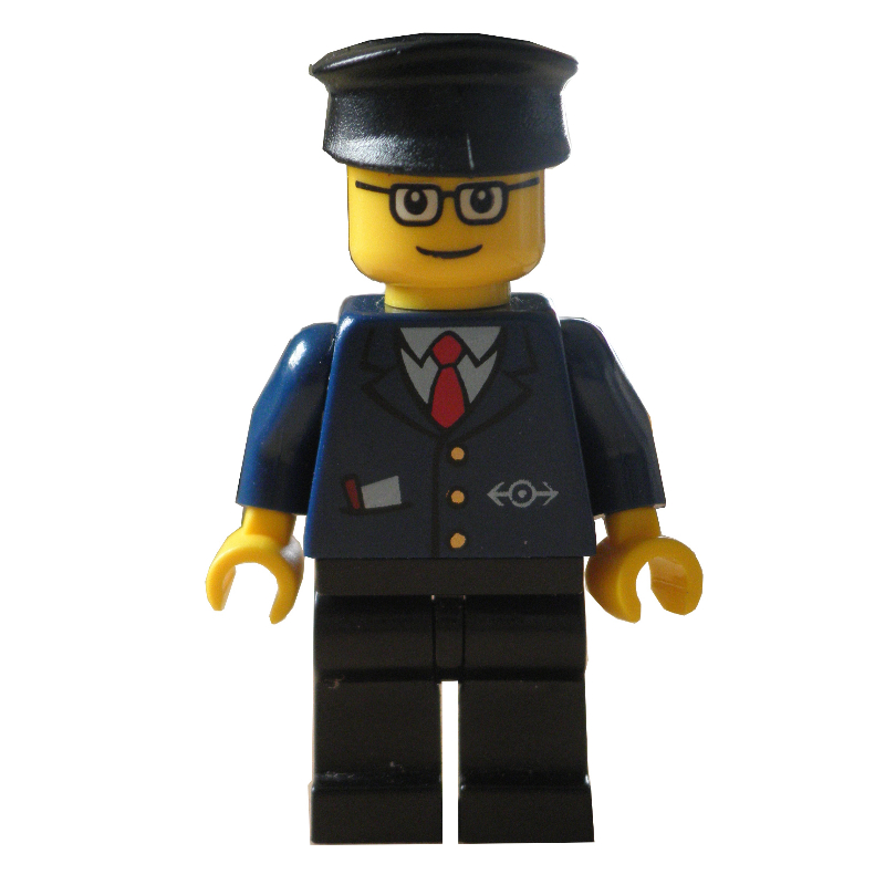 Conducteur - veste bleu foncé, jambes noires, chapeau noir (Conductor - Dark Blue Jacket, Black Legs, Black Hat)