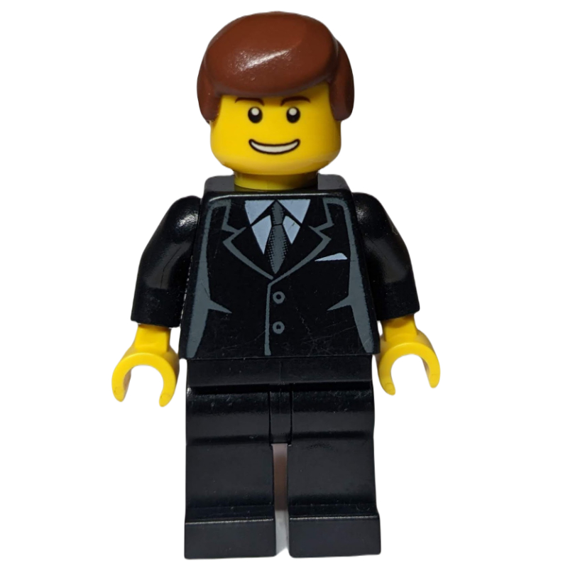 Homme - costume noir, grand sourire (Man - Black Suit, Grin)