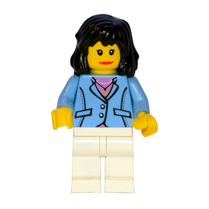 Femme - veste bleu moyen, jambes blanches (Woman - Medium Blue Jacket, White Legs)