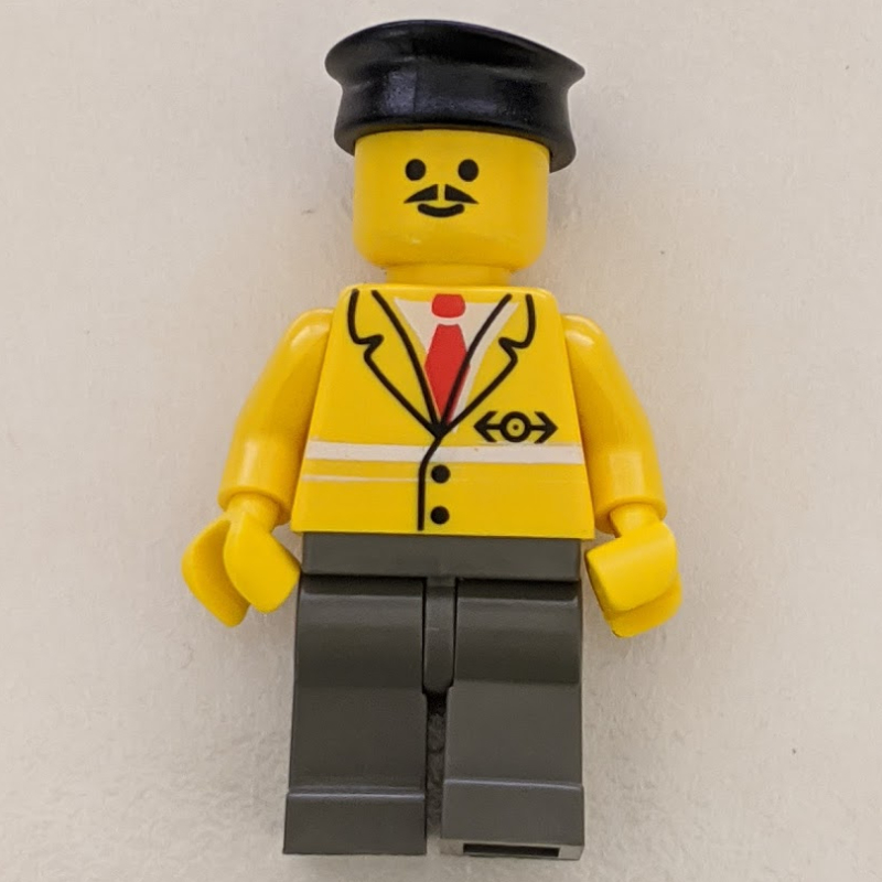 Conducteur - veste jaune, jambes gris foncé, chapeau noir (Conductor - Yellow Jacket, Dark gray Legs, Black Hat)