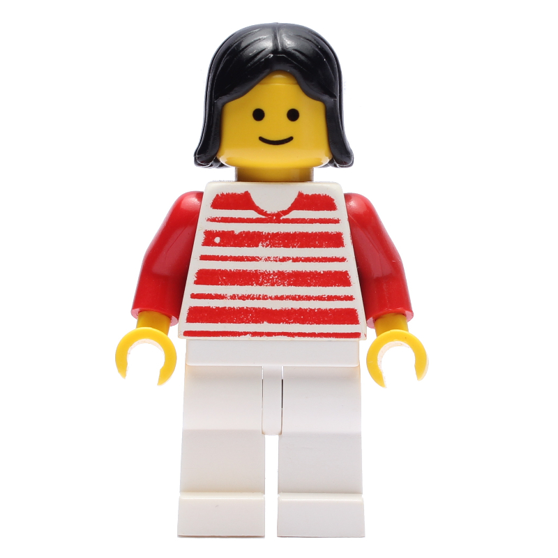 Femme - chemise rayée rouge/blanche, bras rouges, jambes blanches (3626b tête) (Woman - Red/White Striped Shirt, Red Arms, White Legs (3626b Head))