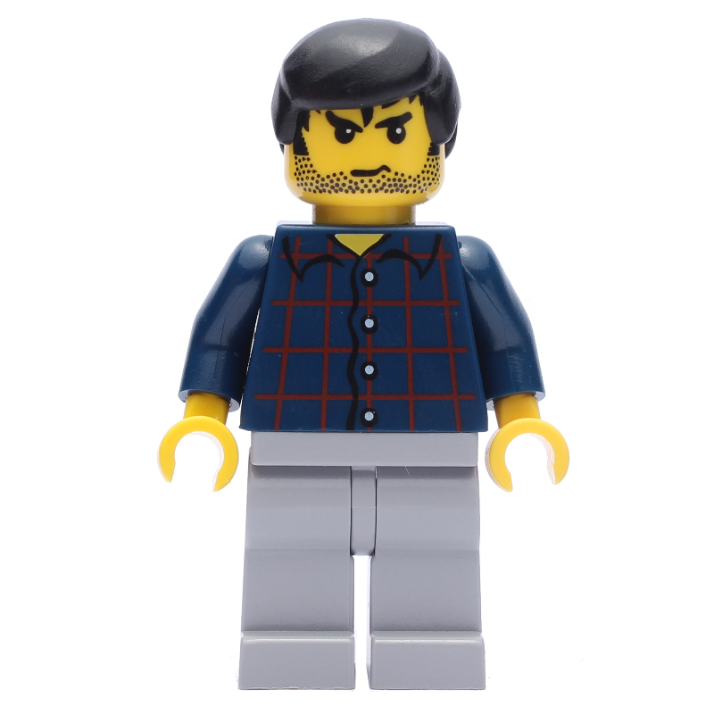 Homme - torse à carreaux bleu foncé, jambes gris bleuté clair (Man - Dark Blue Plaid Torso, Light Bluish Gray Legs)