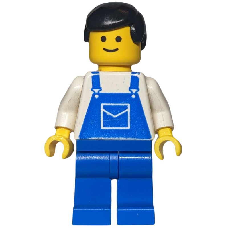 Homme, salopette bleue, cheveux noirs (3626b tête) (Man, Blue Overalls, Black Hair (3626b Head))