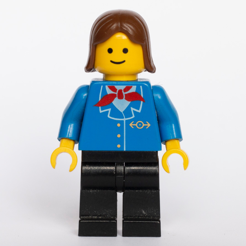 Ouvrier du train - veste bleue, jambes noires, femme (Train Worker - Blue Jacket, Black Legs, Female)
