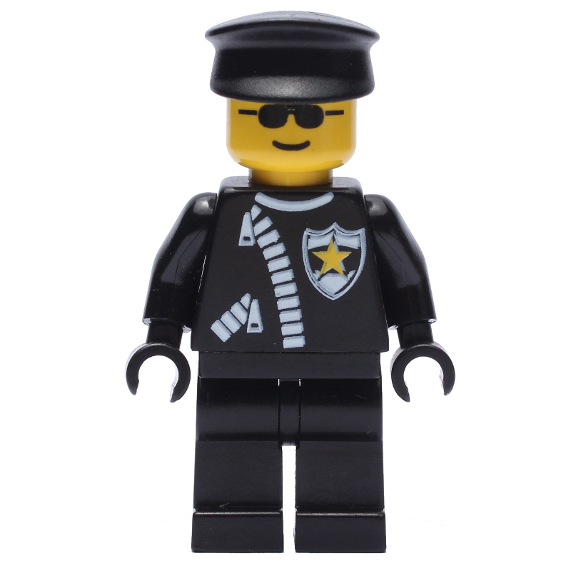 Policier avec veste avec fermeture éclair et lunettes de soleil (Policeman with Jacket with Zipper and Sunglasses)