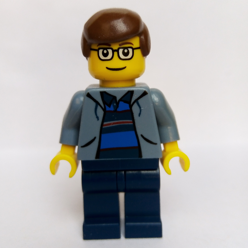 Peter Parker en veste bleu sable avec chemise rayée bleu et bleu foncé (Peter Parker in Sand Blue Jacket with Blue and Dark Blue Striped Shirt)