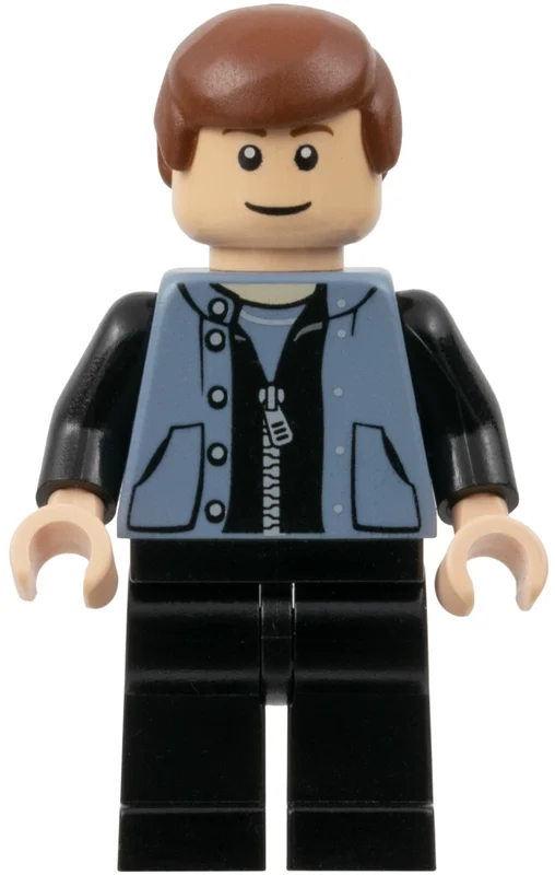 Parker de peter en veste bleue de sable sur la veste noire avec la fermeture éclair (Peter Parker in Sand Blue Vest Over Black Jacket with Zipper)