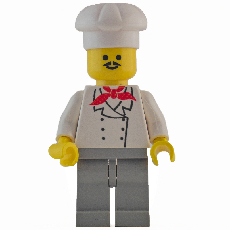 Cuisinier — torse blanc, jambes gris clair, moustache (Chef - White Torso, Light Gray Legs, Moustache)
