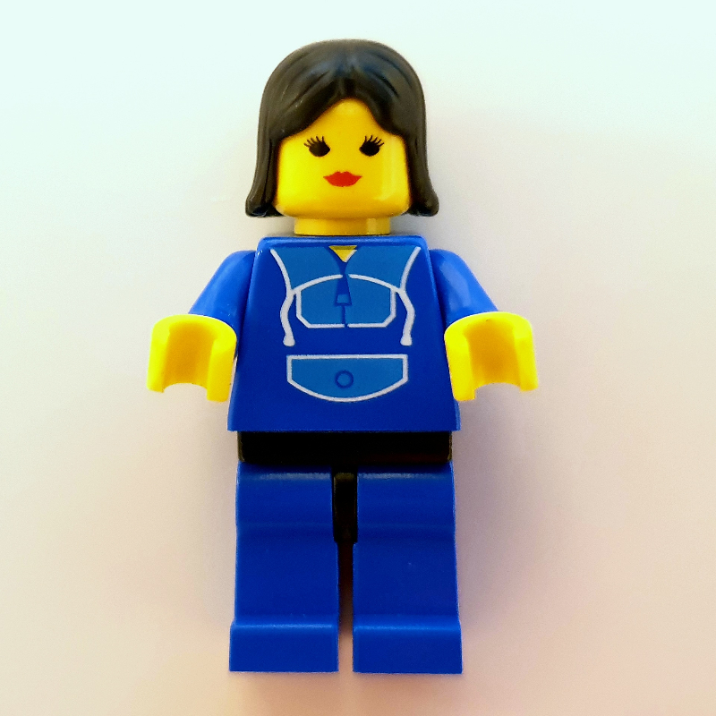 Femme - suite de jogging bleu, jambes bleues (Woman - Blue Jogging Suite, Blue Legs)