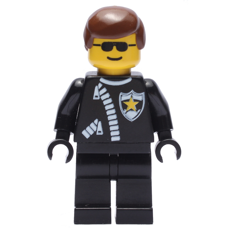 Police - shérif, tenue noire, cheveux bruns (Police - Sheriff, Black Suit, Brown Hair)