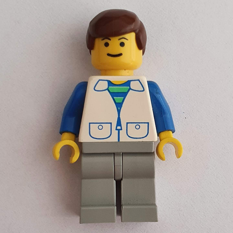Homme - veste blanche, bras bleus, jambes gris clair (Man - White Jacket, Blue Arms, Light Gray Legs)