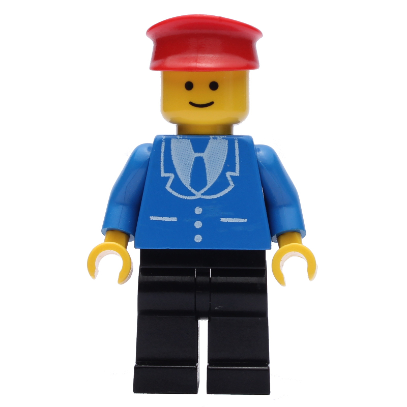 Homme - veste bleue, jambes noires, chapeau rouge (Man - Blue Jacket, Black Legs, Red Hat)