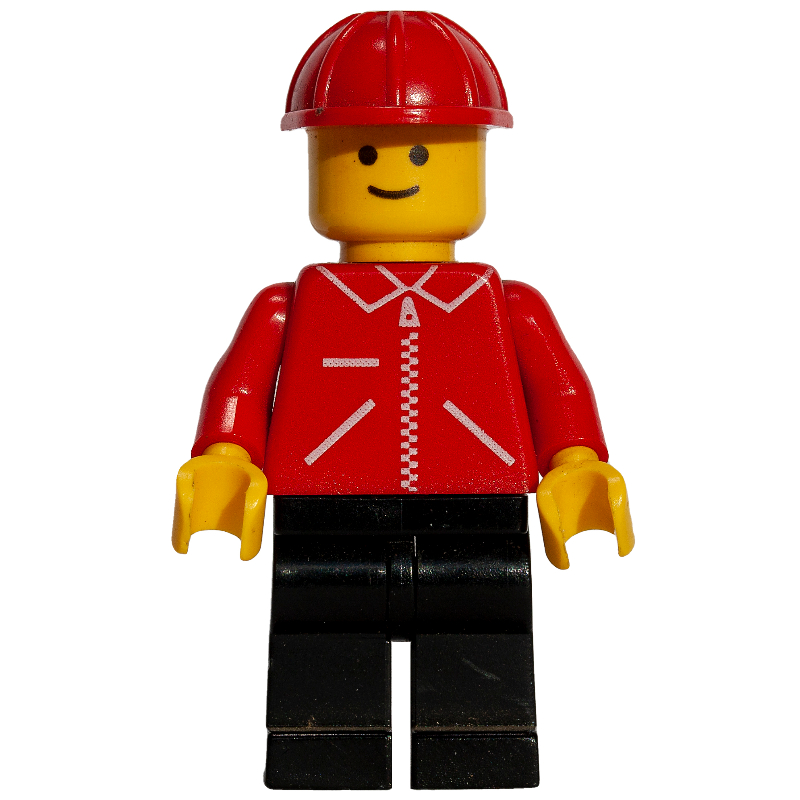 Homme - veste rouge, casque de construction rouge (Man - Red Jacket, Red Construction Helmet)