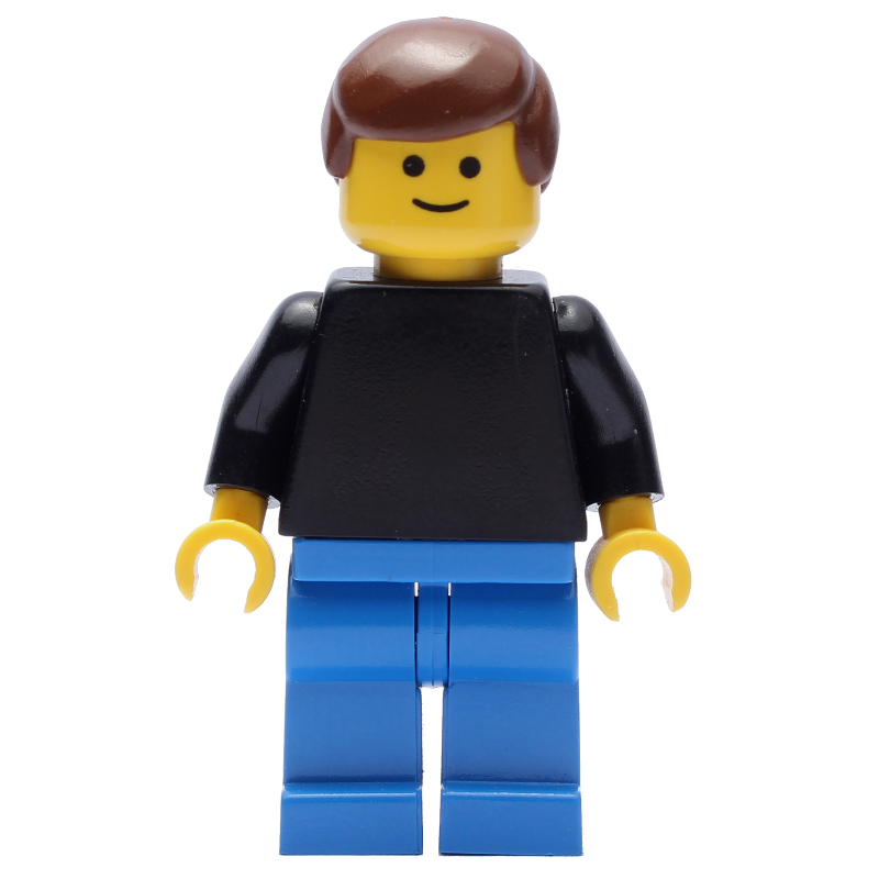 Homme - torse noir, jambes bleues, cheveux bruns (Man - Black Torso, Blue Legs, Brown Hair)