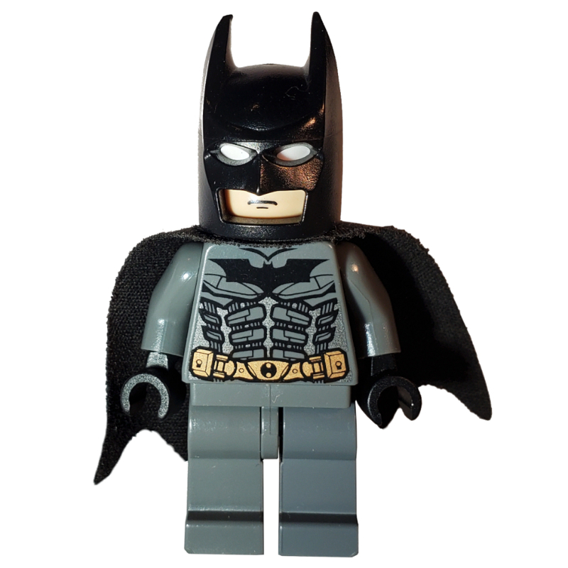 Batman, tenue gris bleuté foncé, cape et cagoule noires, tête nougat clair, hanches gris bleuté foncé (Batman, Dark Bluish Gray Suit, Black Cape and Cowl, Light Nougat Head, Dark Bluish Gray Hips)