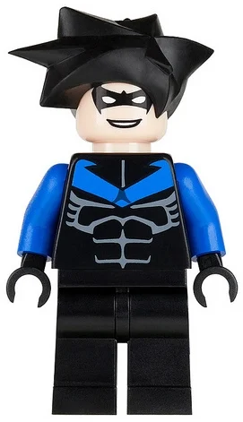 Nightwing avec masque pour les yeux noir et logo de poitrine bleu et cheveux en pointes (Nightwing with Black Eyemask and Blue Chest Logo and Spiky Hair)