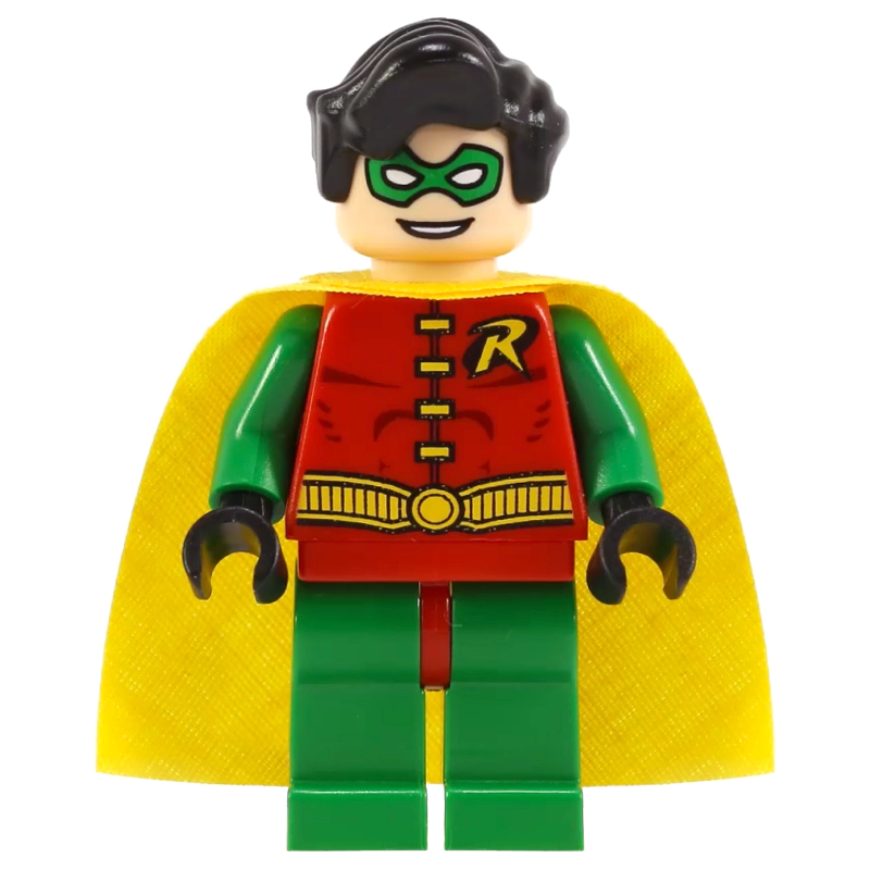 Robin avec masque oculaire vert et jambes vert uni avec des hanches rouges (Robin with Green Eyemask and Plain Green Legs with Red Hips)
