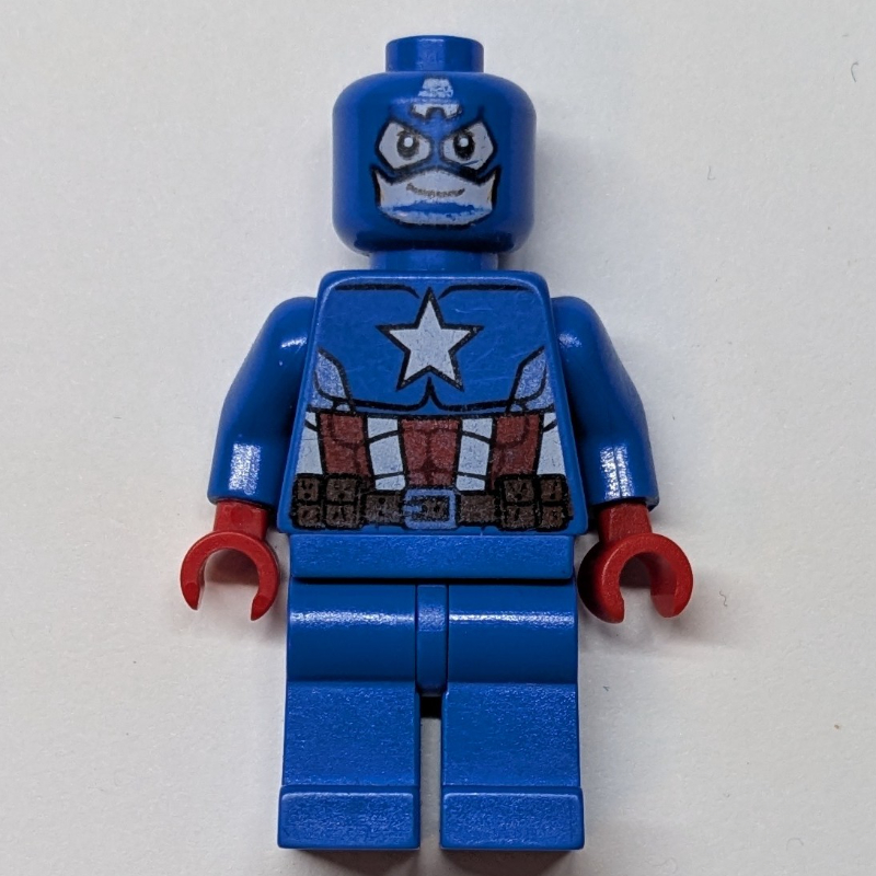 Captain America en costume bleu et jambes bleu uni (Captain America in Blue Suit and Plain Blue Legs)